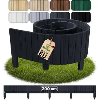 Pemicont Floranica Bordure de Jardin en bois 10 x 200 cm Noir Bordurette de Pelouse Palissade de Gazon Flexible Rollborder
