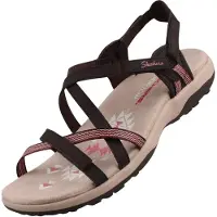 SKECHERS pour femme. 163115 Chocolat Reggae Slim Sun Array Sandals (38), Marron, Plat, Velcro, Casuel, Beachwear