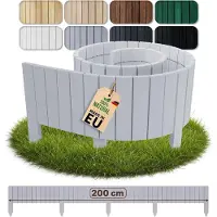 Pemicont Floranica Bordure de Jardin en bois 40 x 200 cm Gris clair Bordurette de Pelouse Palissade de Gazon Flexible Rollborder