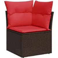 vidaXL Canapé d'angle de jardin avec coussins Marron Poly Rattan