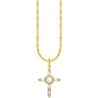 Thomas Sabo Chaîne Cross Romance, (Argent sterling 925, Or jaune 750 plaqué or)