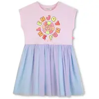 Billieblush pour fille. U21838 Robe rose bicolore (3Y= 94cm), Casuel, Polyester, Manche courte, mode enfantine