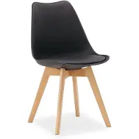Homestyle4u Chaise de Salle à Manger Noir – Chaise Moderne avec Pieds en Bois, Coque en Plastique, Style Scandinave