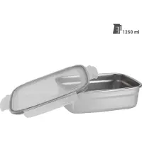 Excellent houseware Frischhaltedose aus Edelstahl mit Kunststoff Clip-Deckel, 1250 ml, Boîte de conservation, Transparent