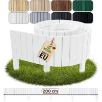 Pemicont Floranica Bordure de Jardin en bois 10 x 200 cm Blanc Bordurette de Pelouse Palissade de Gazon Flexible Rollborder