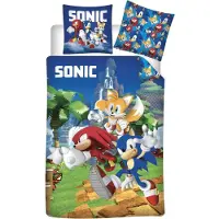 BrandMac Linge de lit pour bébé Sonic | Bleu | 100 % coton