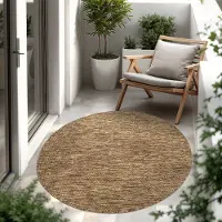 Paco Home In & Outdoor Tapis tissé plat uni moderne résistant aux intempéries pour terrasse cuisine Taille 80 cm Rond