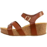 The Divine Factory Sandales 'Noga Ety Edge Leder-Sandalen mit Keilabsatz' marron
