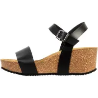 The Divine Factory Sandales Compensées Cuir Noga Laura Edge - Noir