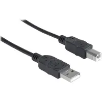 Manhattan USB-A to USB-B Cable, 5m, Male to Male, 480 Mbps (USB 2.0), Hi-Speed USB, Black, Lifetime Warranty, Polybag - Câble USB - USB (M) pour USB type B (M) - USB 2.0 - 5 m - moulé - noir