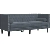 vidaXL Canapé Chesterfield avec traversins 2 places gris foncé velours