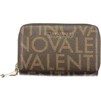 Valentino Élégant portefeuille pour femme marron : double compartiment, fermeture à glissière, recyclé