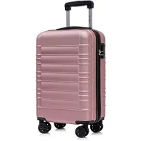YONSLY Valise à roulettes Valise de voyage Valise, valise à roulettes Bagage à main, avec 4 roulettes 360°, valise rigide, serrure à combinaison, poignée souple en caoutchouc (M, or rose)