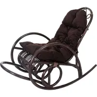 Mendler Fauteuil à bascule HWC-C40, rocking-chair, fauteuil en rotin, marron coussin marron
