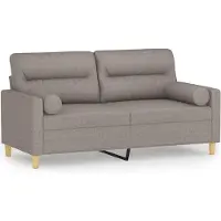 vidaXL Canapé 2 places avec oreillers décoratifs taupe 140 cm tissu