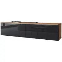 Bratex Meuble TV CERIEE 140 – chêne wotan / noir brillant