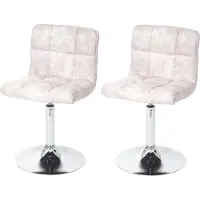 Mendler 2x chaise de salle à manger Kavala, fauteuil oscillant, imitation de daim, chromé vintage gris clair