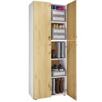 VCM Armoire en bois | Armoire avec 5 compartiments et portes tournantes | Dimensions env. B. 70 x H. 184 x D. 40 cm – Lona