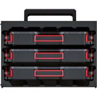 Prosperplast Skříňka s 3 organizéry TAGER CASE (přepážky) 415x290x290 mm - barva: černá
