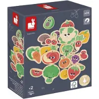 Janod Jouets magnétiques Fruits et légumes - Set d'aimants en bois 24 pièces