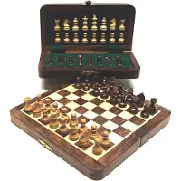 HOT Games Jeu d'échecs magnétique acacia incrusté 25x13cm classique