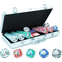 HOT Games Mallette de poker contenant 300 jetons et des accessoires, dans une mallette en aluminium