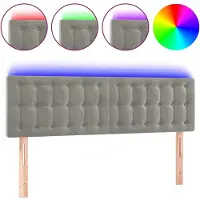 vidaXL Tête de lit LED gris clair 144x5x78/88 cm velours