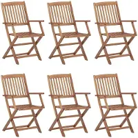 vidaXL Chaises de jardin pliantes 6 pièces avec coussins en bois massif d'acacia