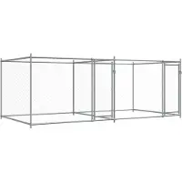 vidaXL Enclos pour chiens avec portes Gris 4x2x1,5 m Acier galvanisé