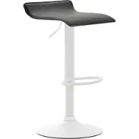 CLP Tabouret de bar Dyn V2 en similicuir, réglable en hauteur et pivotant, noir, structure blanche