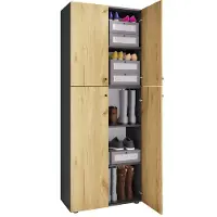 VCM Armoire en bois | Armoire avec 5 compartiments et portes tournantes | Dimensions env. B. 70 x H. 184 x D. 40 cm – Lona