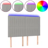 vidaXL Tête de lit LED gris clair 144x5x118/128 cm Tissu