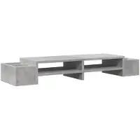 vidaXL Support d'écran avec espace de rangement gris béton 100x27x15cm Bois composite