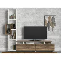 Skye Decor , Tulip- Tulip BSG, Blanc,,couleur noyer, Armoires TV, 166,7x160x29,5 cm, 100% panneau de particules mélaminé