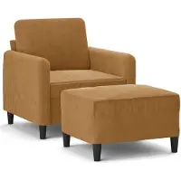 vidaXL Fauteuil avec pouf Marron 60 cm Velours