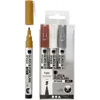 Creativ Company Feutres pour verre et porcelaine - - 4 pièces - Opaque - 1-2 mm - Indélébile