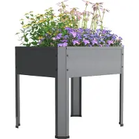 VCM Jardinière surélevée en métal 50 x 40 x 45 cm, bac à fleurs sur pied pour balcon, terrasse ou jardin, jardinière sur pieds, Balora M