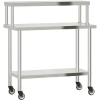 DKD Home Decor Table de travail de cuisine avec panneau à poser 110x55x120 cm inox