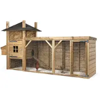 FATMOOSE Poulailler en bois Henhouse Haven avec enclos extérieur - 330 x 110 x 190 cm