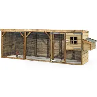 FATMOOSE Poulailler avec enclos CosyChicken Cottage en bois - 363 x 95 x 124 cm