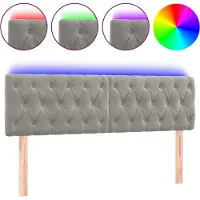 vidaXL Tête de lit LED gris clair 144x7x78/88 cm velours