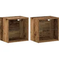 vidaXL Étagère flottante avec éclairage LED, lot de 2, couleur marron, 40 x 28,5 x 40 cm