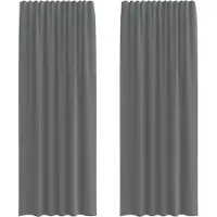 vidaXL Voile Rideaux avec poches pour tringles 2 pcs. Gris foncé