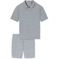 Schiesser Pyjama court gris chiné / noir / blanc