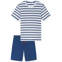 Schiesser Pyjama court ' Casual ' bleu / blanc
