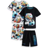 Next Pyjama azur / orange foncé / noir / blanc