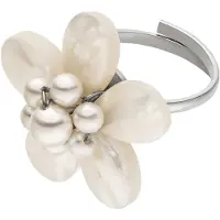 Purelei Bague 'Pearly Flower' argent / blanc perle