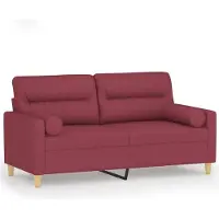 vidaXL Canapé 2 places avec oreillers bordeaux 140 cm tissu