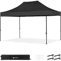 Vonroc Tente de réception pliante 3x4,5 m noire – tonnelle easy-up, étanche 3000 mm & UV 50+ |