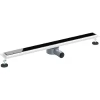 vidaXL Écoulement de douche avec cache en verre et siphon 360° Noir 90 cm